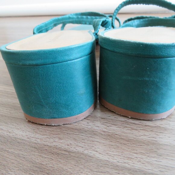 REFORMATION Assunta Strappy Block Heel Mule Slip On Sandals Shoes in Green Sz 8 - Picture 6 of 13